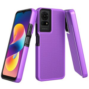 For TCL 50 LE Texturized Dotted Design Hybrid Case - Dark Purple