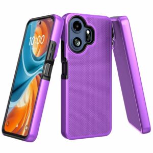 For TCL NXTPAPER 70 Pro Texturized Dotted Design Hybrid Case - Dark Purple