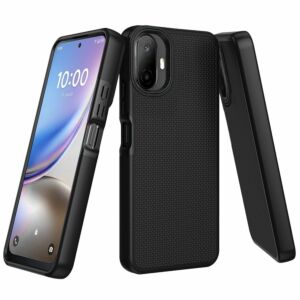 For TCL K70 5G Texturized Dotted Design Hybrid Case - Black
