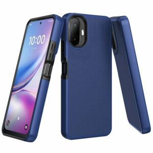 For TCL K70 5G Texturized Dotted Design Hybrid Case - Blue