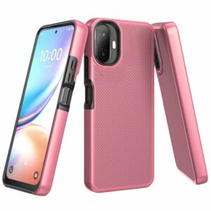 For TCL K70 5G Texturized Dotted Design Hybrid Case - Rose Gold