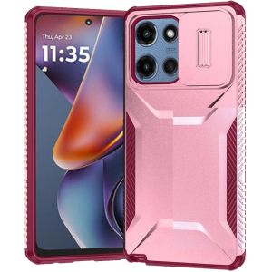 For Motorola Moto G 5G 2025 Ultimate U Design Hybrid with Camera Window Covering - Pink+Burgundy