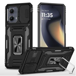 For Motorola Moto Edge 5G 2024 Utter Tough Metal Ring Movable Camera Window Hybrid - Black