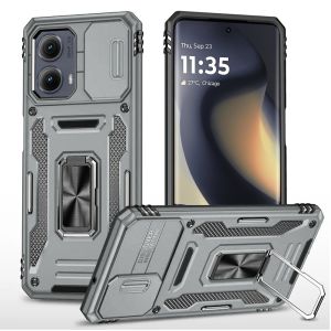 For Motorola Moto Edge 5G 2024 Utter Tough Metal Ring Movable Camera Window Hybrid - Gray