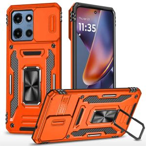 For Moto G 5G 2025/2026 / G PLAY 2026 Utter Tough Metal Ring Movable Camera Window Hybrid Case Cover - Cosmic Orange