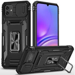 For Samsung A05 Utter Tough Metal Ring Movable Camera Window Hybrid Case Cover - Black