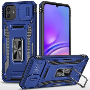 For Samsung A05 Utter Tough Metal Ring Movable Camera Window Hybrid Case Cover - Navy blue