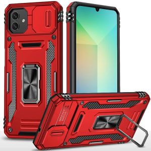 For Samsung A06 Utter Tough Metal Ring Movable Camera Window Hybrid - Red