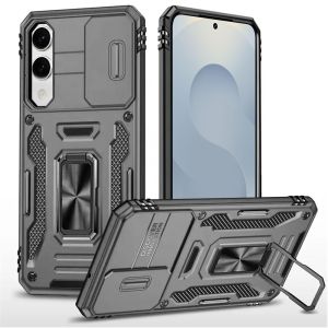 For Samsung Galaxy s25 Edge Utter Tough Metal Ring Movable Camera Window Hybrid Case Cover - Gray
