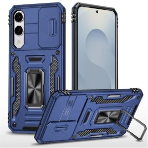 For Samsung Galaxy s25 Edge Utter Tough Metal Ring Movable Camera Window Hybrid Case Cover - Navy blue