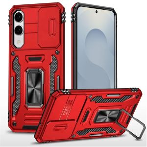 For Samsung Galaxy s25 Edge Utter Tough Metal Ring Movable Camera Window Hybrid Case Cover - Red
