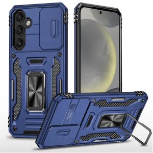 For Samsung S25 Plus Utter Tough Metal Ring Movable Camera Window Hybrid Case Cover - Navy blue