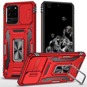For Samsung Galaxy s20 Ultra s11 Plus s11+ 6.9inch Utter Tough Metal Ring Movable Camera Window Hybrid Case Cover - Red