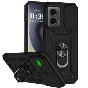For Motorola Edge 2024 Well Protective Magentic Ring Stand Camera Protective - Black