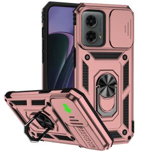 For Motorola Moto G Stylus 5G 2024 Well Protective Magentic Ring Stand Camera Protective Cover Case - Rose Gold