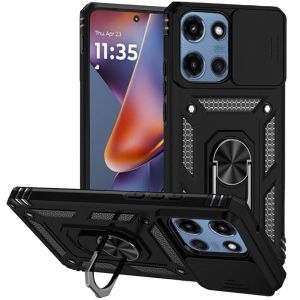 For Moto G 5G 2025/2026 - G Play 2026 - Well Protective Magentic Ring Stand Camera Protective Cover Case - Black