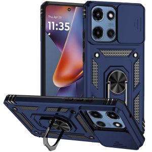 For Moto G 5G 2025/2026 - G Play 2026 - Well Protective Magentic Ring Stand Camera Protective Cover Case - Blue