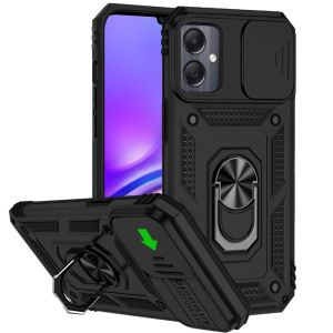 For Samsung A05 Well Protective Magentic Ring Stand Camera Protective Cover Case - Black