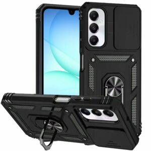 For Samsung A17 5G Easy Viewing Kickstand Camera Protection Hybrid Case Cover - Black