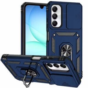 For Samsung A17 5G Multi-Functional Card Magnetic Ring Stand Hybrid Camera Case Cover - Black