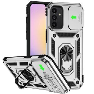 For Samsung A25 5G Well Protective Magentic Ring Stand Camera Protective Cover Case - Silver