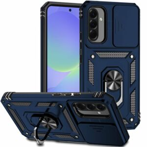 For Samsung Galaxy A37 / A36 Well Protective Magentic Ring Stand Camera Protective Cover Case - Blue
