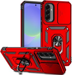 For Samsung Galaxy A37 Well Protective Magentic Ring Stand Camera Protective Cover Case - Red