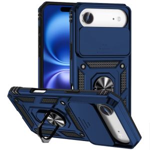 For iPhone 17 Air Well Protective Magentic Ring Stand Camera Protective Cover Case - Blue