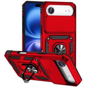 For iPhone 17 Air Well Protective Magentic Ring Stand Camera Protective Cover Case - Red