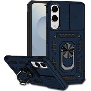 For Samsung Galaxy s25 Edge Well Protective Magentic Ring Stand Camera Protective Cover Case - Blue