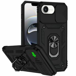For iPhone 13 / iPhone 14 6.1" Magnetic Ring Stand Classic Design FULL Camera Protection Hybrid Case - Red