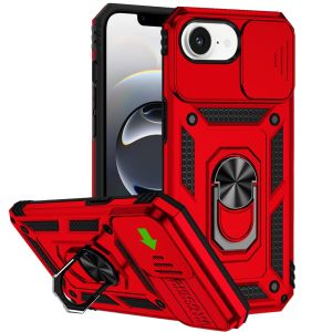 For iPhone 17E / 16E / SE4 Well Protective Magentic Ring Stand Camera Protective Cover Case - Red