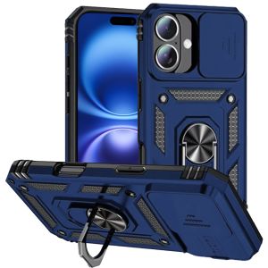 For iPhone 17 Well Protective Magentic Ring Stand Camera Protective Cover Case - Blue