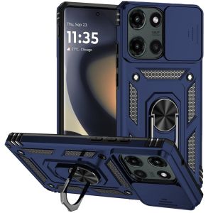 For Motorola Edge 2025 Well Protective Magentic Ring Stand Camera Protective Cover Case - Blue