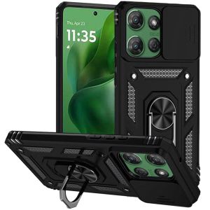 For Moto G Power 2026/2025 Well Protective Magentic Ring Stand Camera Protective Cover Case - Black