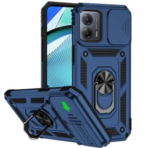 For Motorola Moto G Power 5g 2024 Well Protective Magentic Ring Stand Camera Protective Cover Case - Blue