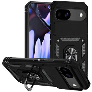 For Google Pixel 9A Well Protective Magentic Ring Stand Camera Protective Cover Case - Black
