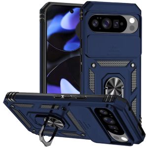 For Google Pixel 10/10 Pro Well Protective Magentic Ring Stand Camera Protective Cover Case - Blue