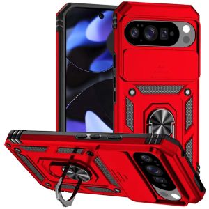 For Google Pixel 10/10 Pro Well Protective Magentic Ring Stand Camera Protective Cover Case - Red