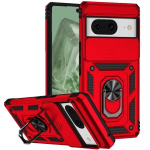 For Pixel 8A Well Protective Magentic Ring Stand Camera Protective Cover Case - Red
