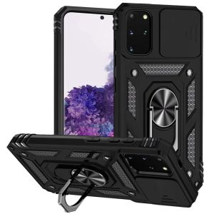 For Samsung Galaxy s20 Plus s20+ s11 6.7inch Well Protective Magentic Ring Stand Camera Protective Cover Case - Black