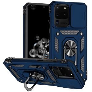 For Samsung Galaxy s20 Ultra s11 Plus s11+ 6.9inch Well Protective Magentic Ring Stand Camera Protective Cover Case - Blue