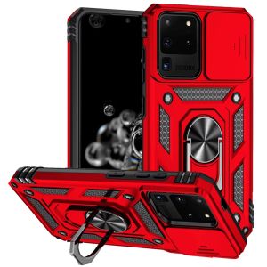 For Samsung Galaxy s20 Ultra s11 Plus s11+ 6.9inch Well Protective Magentic Ring Stand Camera Protective Cover Case - Red