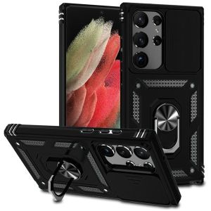 For Samsung S21 Ultra/S30 Ultra 7.1inch Well Protective Magentic Ring Stand Camera Protective - Black