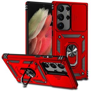 For Samsung S21 Ultra/S30 Ultra 7.1inch Well Protective Magentic Ring Stand Camera Protective - Red