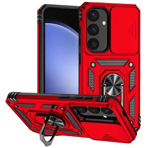 For Samsung S24 FE Well Protective Magentic Ring Stand Camera Protective - Red