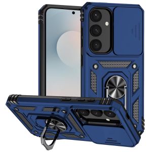 For Samsung s25 FE Well Protective Magentic Ring Stand Camera Protective Cover Case - Blue