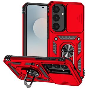 For Samsung s25 FE Well Protective Magentic Ring Stand Camera Protective Cover Case - Red