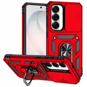 For Samsung Galaxy s26 FE Well Protective Magentic Ring Stand Camera Protective Cover Case - Red