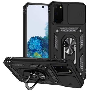 For Samsung Galaxy s20 s11e 6.2inch Well Protective Magentic Ring Stand Camera Protective Cover Case - Black